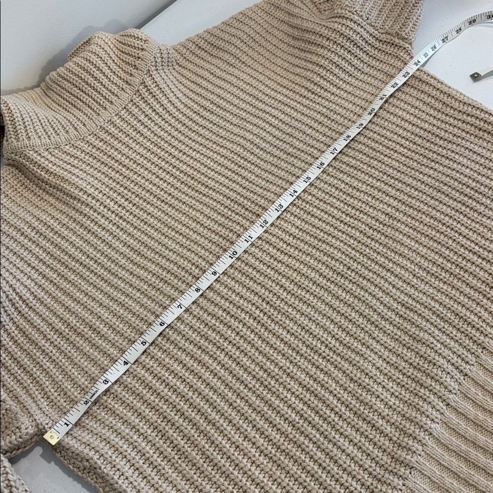 OAK + FORT ribbed knit sweater mock neck oversized small medium tan beige - Picture 9 of 12